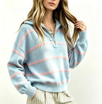 Soft Stripe Half-Zip Sweater