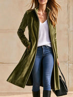 Velvet Zip-Up Longline Coat