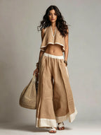 Sleeveless V-Neck Two-Piece Set – Solid Color Lounge & Casual Outfit
