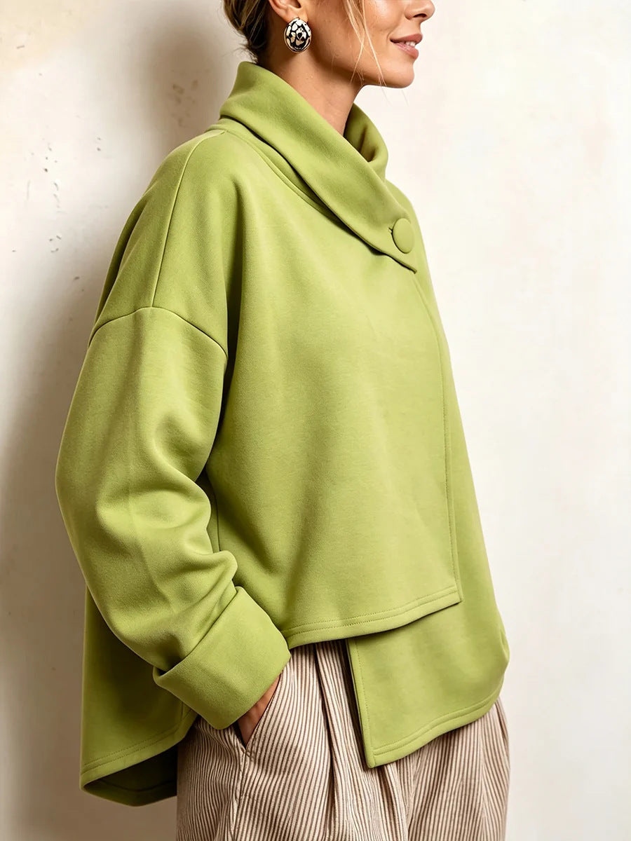 Modern Asymmetric High-Neck Casual Sweatshirt
