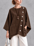 Oversized Corduroy Tunic with Button Detail