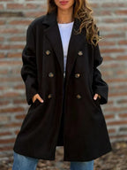 Street Style Autumn And Winter Lapel Double-Breasted Woolen Coat Jacket