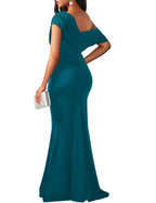 2025 Women's Elegant Sleeveless Off Shoulder Bodycon Long Formal Party Evening Dress