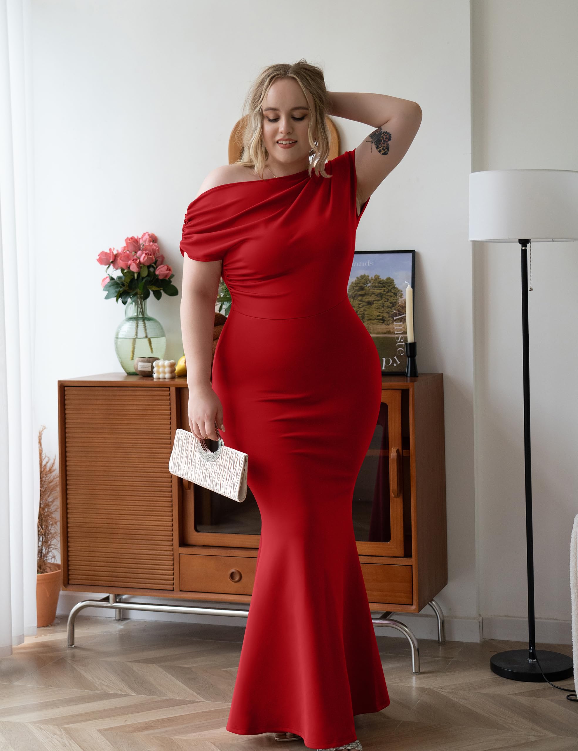 2025 Women's Elegant Sleeveless Off Shoulder Bodycon Long Formal Party Evening Dress