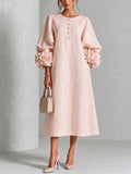 Pink Floral Button-down Midi Dress With Striking Floral Cuffs