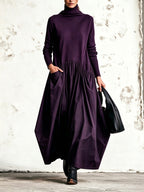 Black High Neck Pocket Detail Oversized Maxi Dress