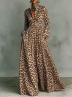 Leopard Print Shirt Maxi Dress