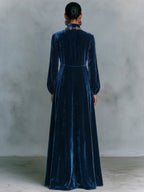 Women's Vintage Single-Breasted Velvet Maxi Dress