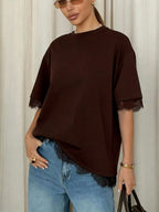 Oversized Lace Splicing Tee