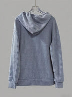 Button-Front Drawstring Hoodie