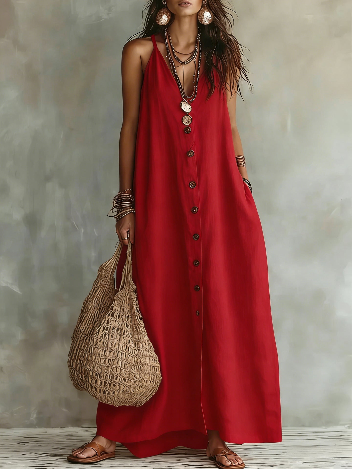 🌿 Boho Linen Maxi Dress: Effortless Summer Style