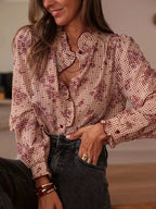 Frill Plaid Button Up Shirt