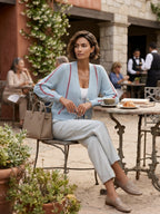 Women's Contrast Stitch Casual V-Neck Cardigan