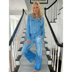 Denim Dreams Pajama Set – Cozy Fit, Soft Denim-Look Loungewear for All Night Comfort