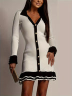 Sweet Angel Knit Contrast Trim Sweater Dress