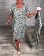 Casual Printed Crew Neck Dress