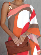 Blue Zone Planet |  Print Diagonal Neck Strapless Dress