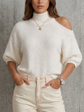 Mock Neck One?shoulder Cutout Knit Top