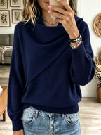 Women's Asymmetrical Draped Cowl Neck Sweater