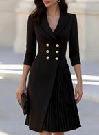 Chic Suit-style Pleated Wrap Dress