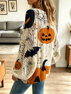 Funny Halloween Pattern Knit Hollow Art Casual Stylish Sweater