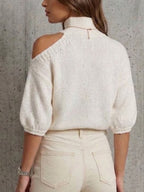 Mock Neck One?shoulder Cutout Knit Top