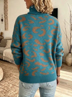 Open-knit V-neck Long-sleeve Sweater With Feather-like Texture