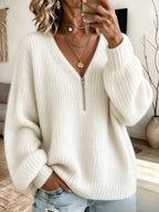Cozy Textured Half-Zip Knit Pullover