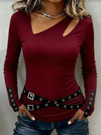 Edgy Stylish Cutout Long-sleeve Top