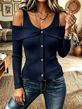 Women's Twist Cold Shoulder Knit Top