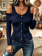 Women's Twist Cold Shoulder Knit Top