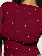 Rhinestone Embellished Long Sleeve T-Shirt